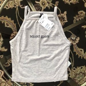 H&M Squad Goals Crop Tank Gray XS NWT
